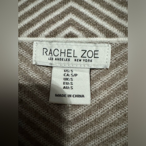 Rachel Zoe Tan Chevron Striped Rayon Blend Midi Skirt - Picture 6 of 6